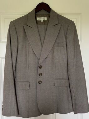 Tahari Neutral Taupe Herringbone Blazer